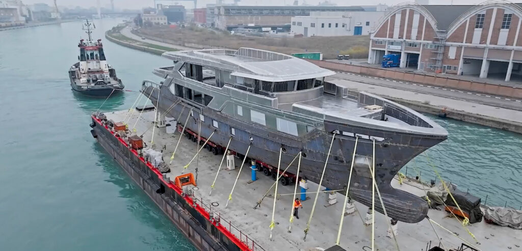 45m CdM flagship superyacht RJ II moved to outfitting